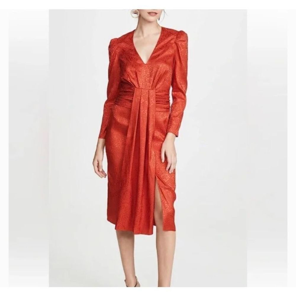 Saylor Farrow V-neck night out long sleeve Flame midi dress